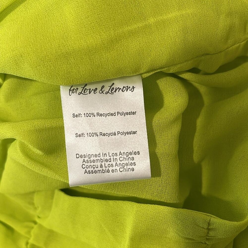 FOR LOVE & LEMONS Lorlai Ruched Rosette Train Green Mini Dress Size XS - Picture 9 of 9